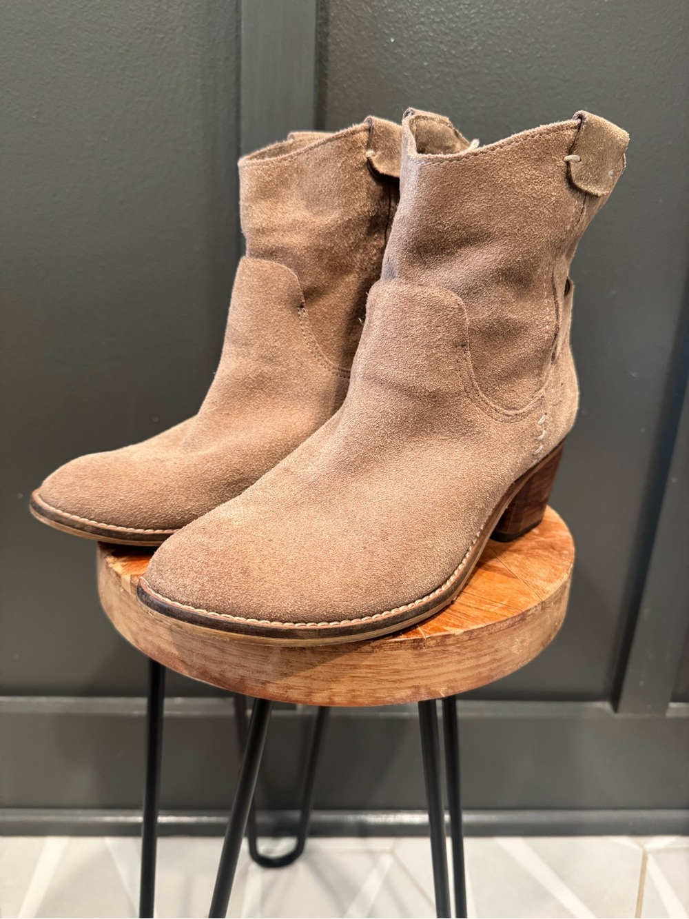 Dolce Vita Suede Ankle Bootie in Taupe - Women - Picture 4 of 7